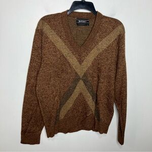 Vintage Jantzen v-neck sweater brown tones‎ size large retro